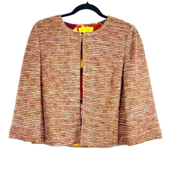 St John Tweed Wool Blend Evening Jacket 3/4 Sleeve Multi Color Jacket Pre-Loved - Picture 1 of 5
